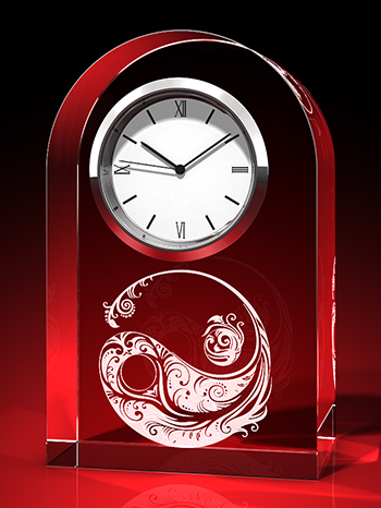 Yin-Yang - Ornament - Uhr, Glas rund – GLASFOTO.COM